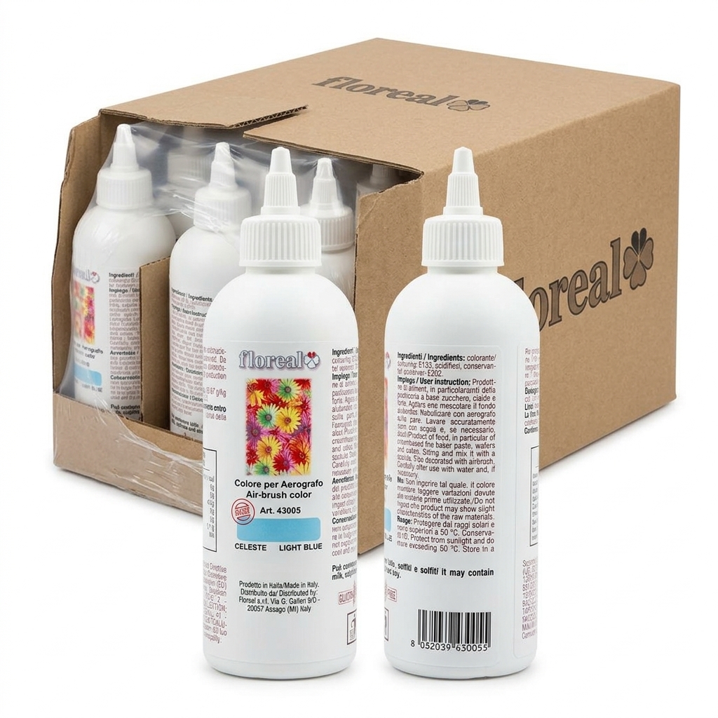[Colore per Aerografo Air-brush color CELESTE LIGHT BLUE] Sky Blue Airbrush Food Colouring 190 ml Flor