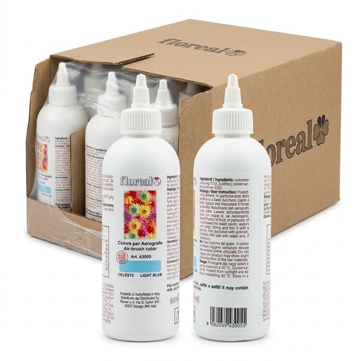 [Colore per Aerografo Air-brush color CELESTE LIGHT BLUE] Hellblaue Lebensmittelfarbe für Airbrush 190 ml Flor