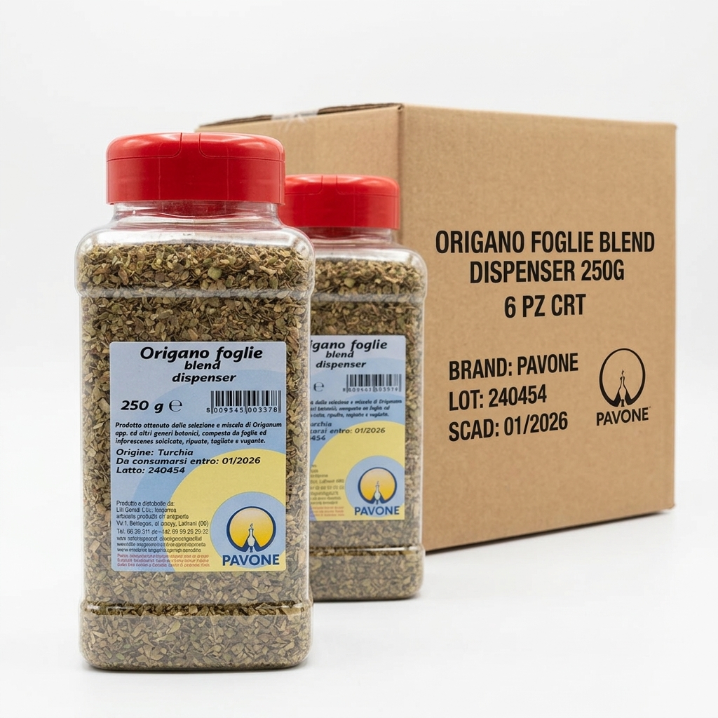 Origano Foglie Essiccate Dispenser 250 g (Cartone 6 Pz) — Pavone