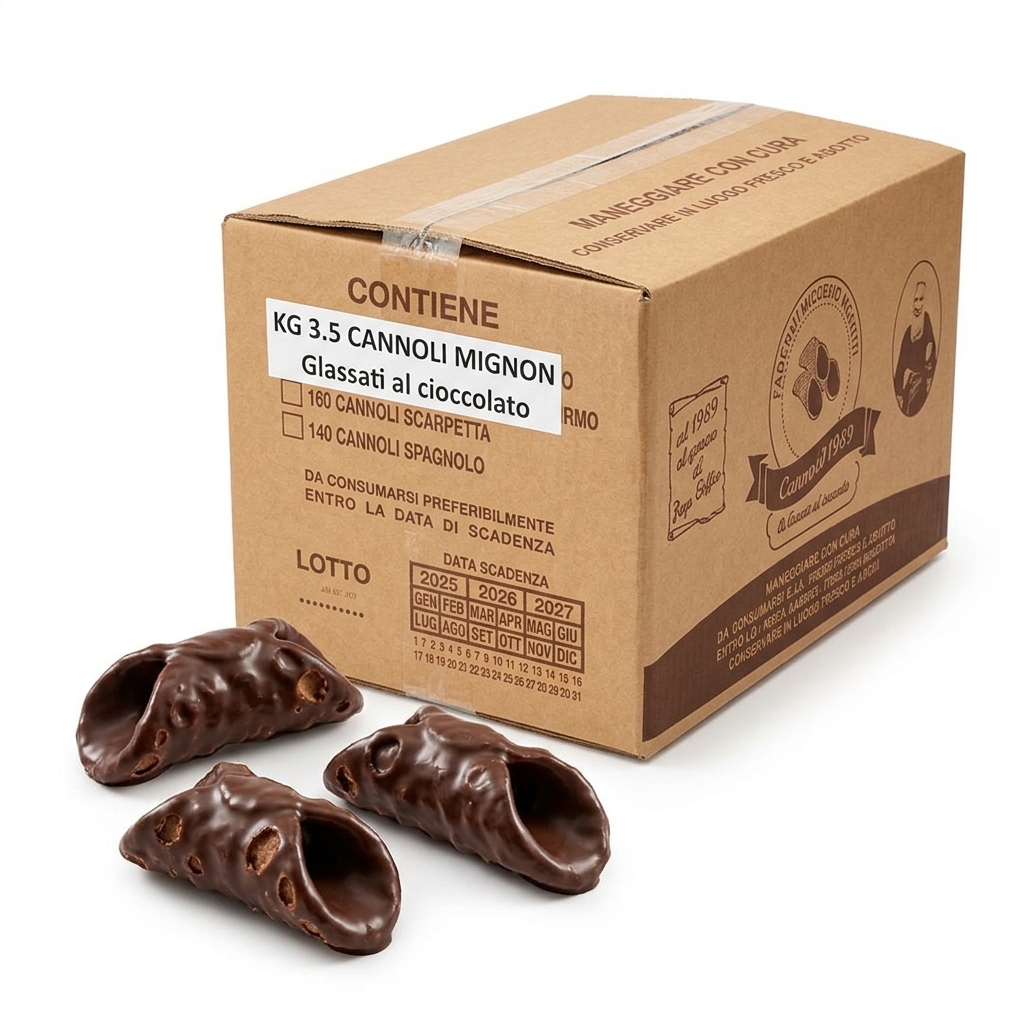 Mini Cannoli Shells Chocolate-Glazed 3.5 kg Carton Div