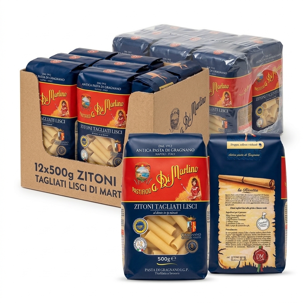 Zitoni Tagliati Lisci Gragnano IGP 500 g (Carton of 12) — Di Martino