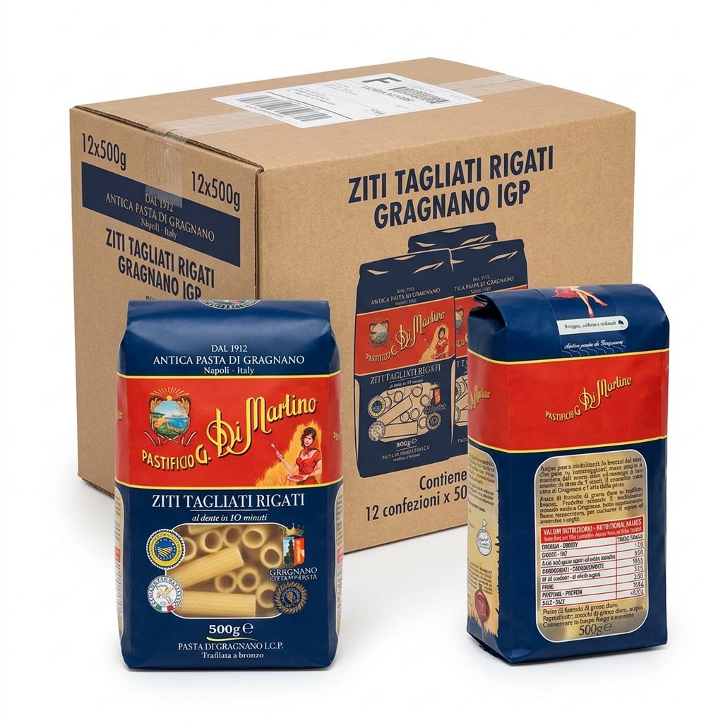 Ziti Tagliati Rigati Gragnano IGP 500 g (Carton of 12) — Di Martino