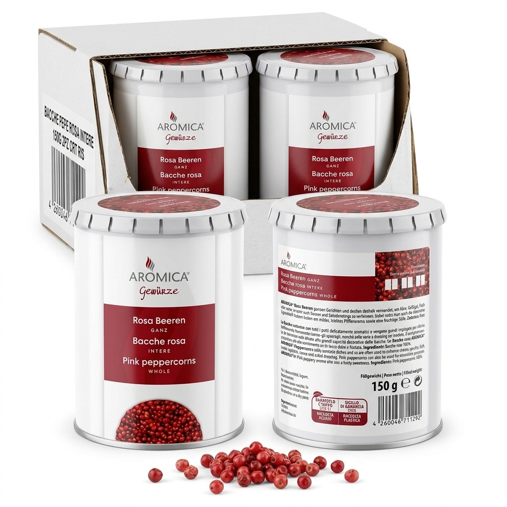 Bacche di Pepe Rosa Intere Barattolo 150 g (Cartone 2) — Ristoris