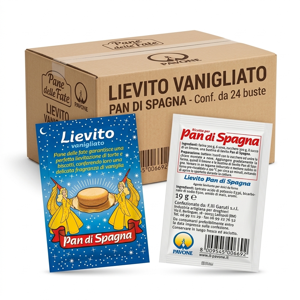 Vanille-Backpulver für Pan di Spagna (Biskuit) 19 g (Karton 100 Beutel) — Pavone