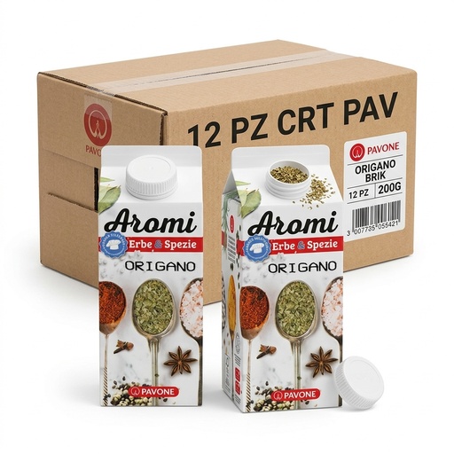 Getrockneter Oregano in Blättern, Brik 200 g (Karton 12 Stk.) – Pavone