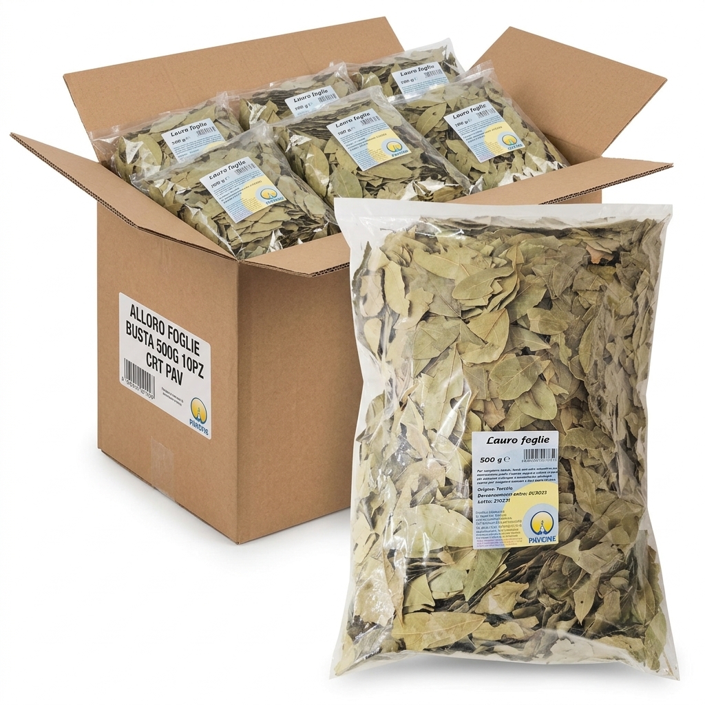 [Lauro foglie] Foglie di Alloro Essiccate Busta 500 g (Cartone 10) — Pavoncelli