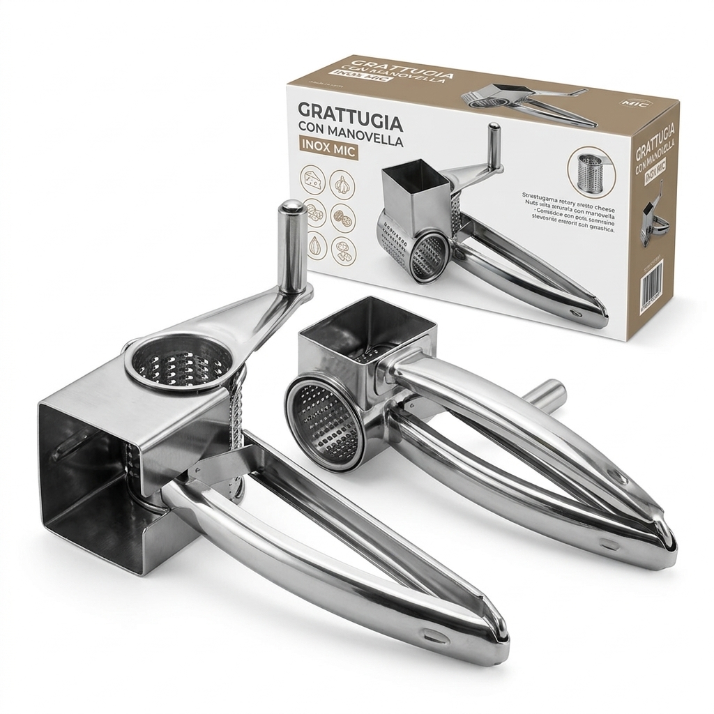 Grattugia Rotativa con Manovella in Acciaio Inox