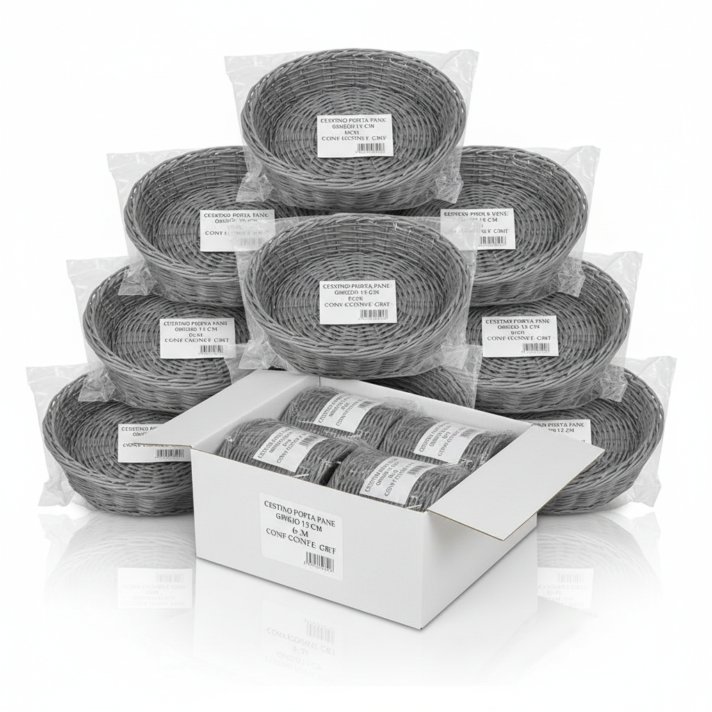 Brotkorb Grau 13cm 6Stk Pkg 5Pkg Krt Bn