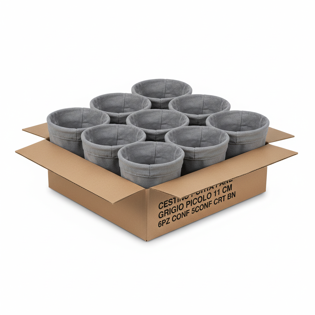 CESTINO PORTA PANE GRIGIO PICCOLO 11 CM 6PZ CONF 5CONF CRT BN