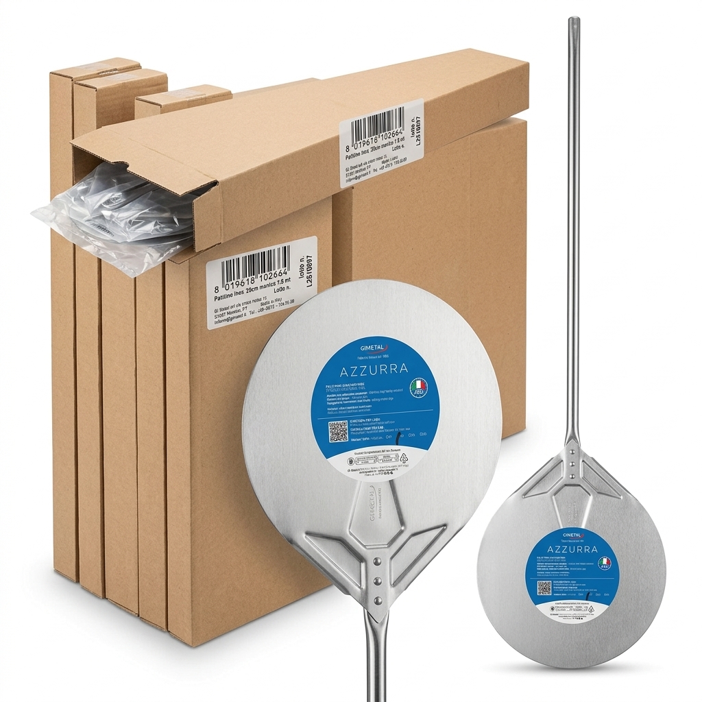 Perforated Pizza Turning Peel Stainless Steel Azzurra Ø 20 cm Handle 180 cm — Gi.Metal