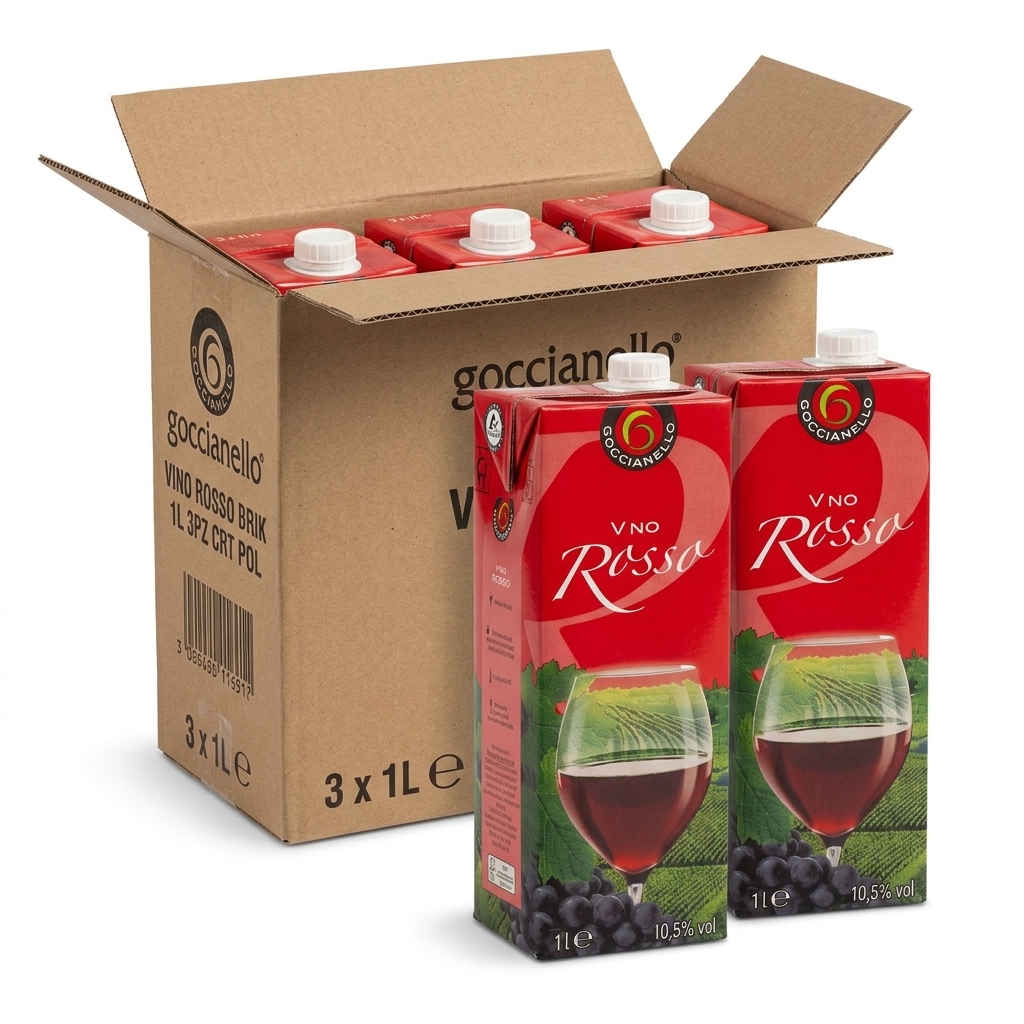 Vino Rosso Brik 1 L (Cartone 3 pezzi) POL