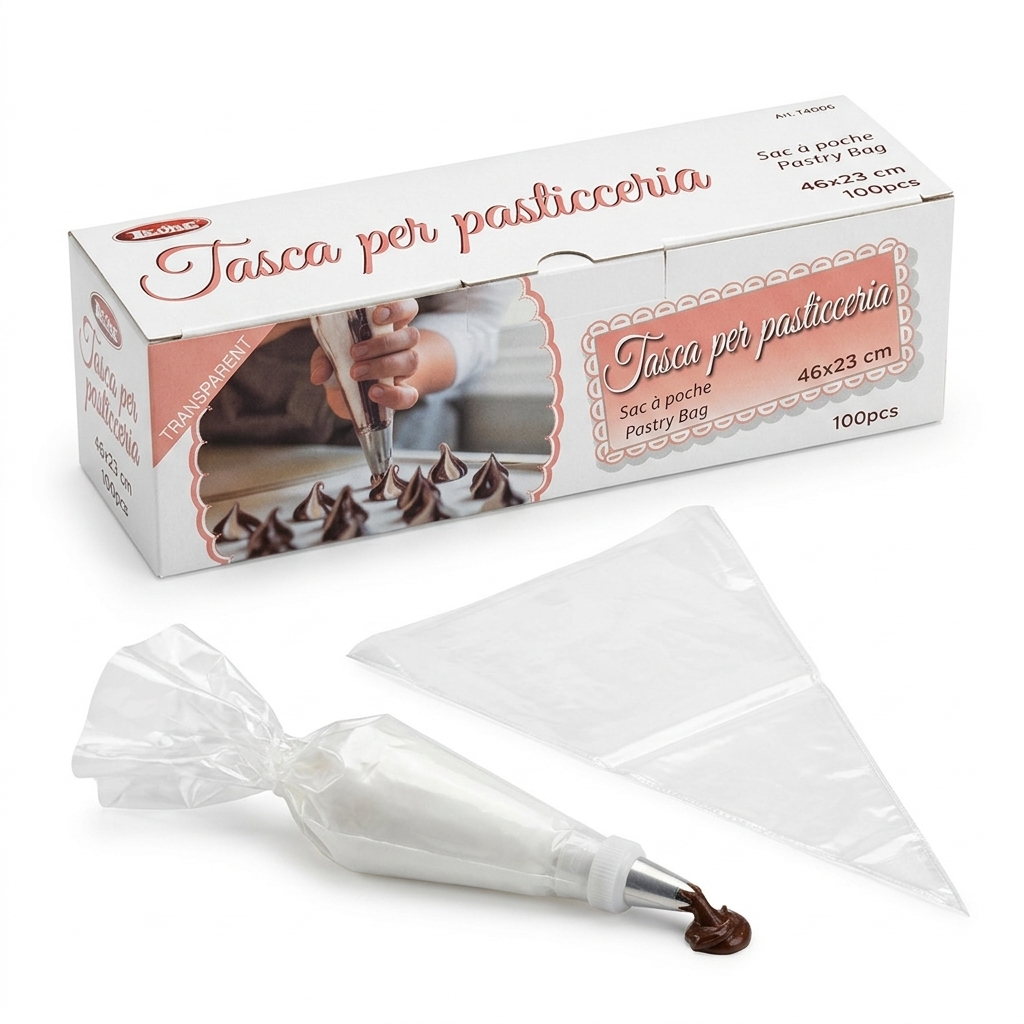 Poche à Douille Transparente Jetable 46x23 cm 100 Pcs (Carton 10 Paquets)