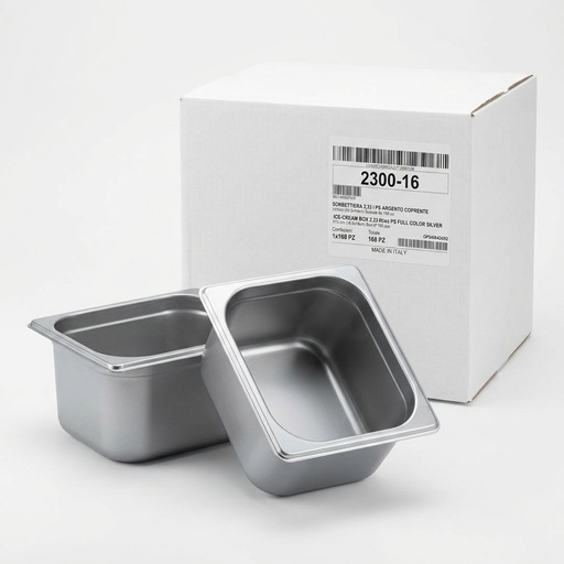 Silver PS Gelato Tub 2.33 l, 18 × 16.5 × 12 cm (Case 168 pcs) SAM