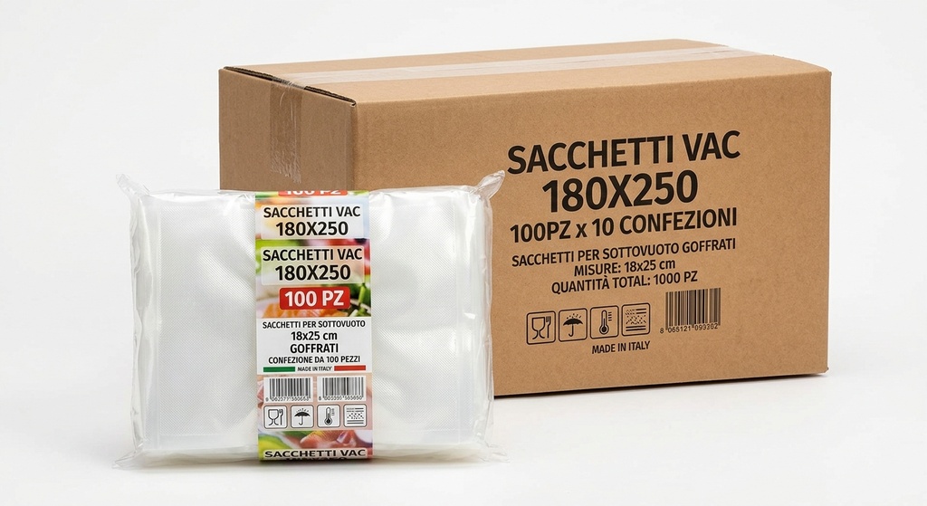 Sacchetti Vac 180x250 100pz pkg 10 pkg krt Mus