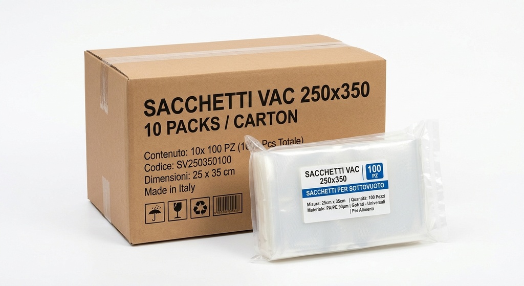 Sacchetti Vac 250x350 100pz pkg 10 pkg krt Mus