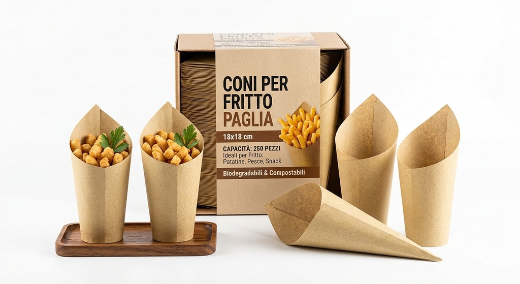 Coni Per Fritto Paglia Alimentare Politenata 18x18 250pz pkg Mus