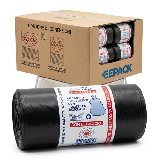 Abfallsack Extra Stark 80x110 L — Rolle à 10 Stück (Karton 20 Rollen)