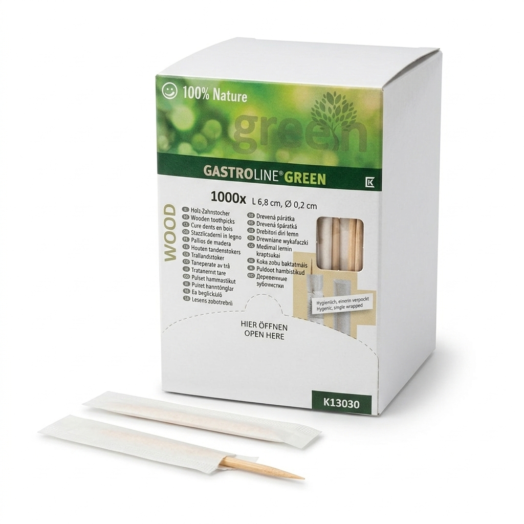 Cure-dents En Bois Emballes Individuellement H65mm 1000pcs Conf AL