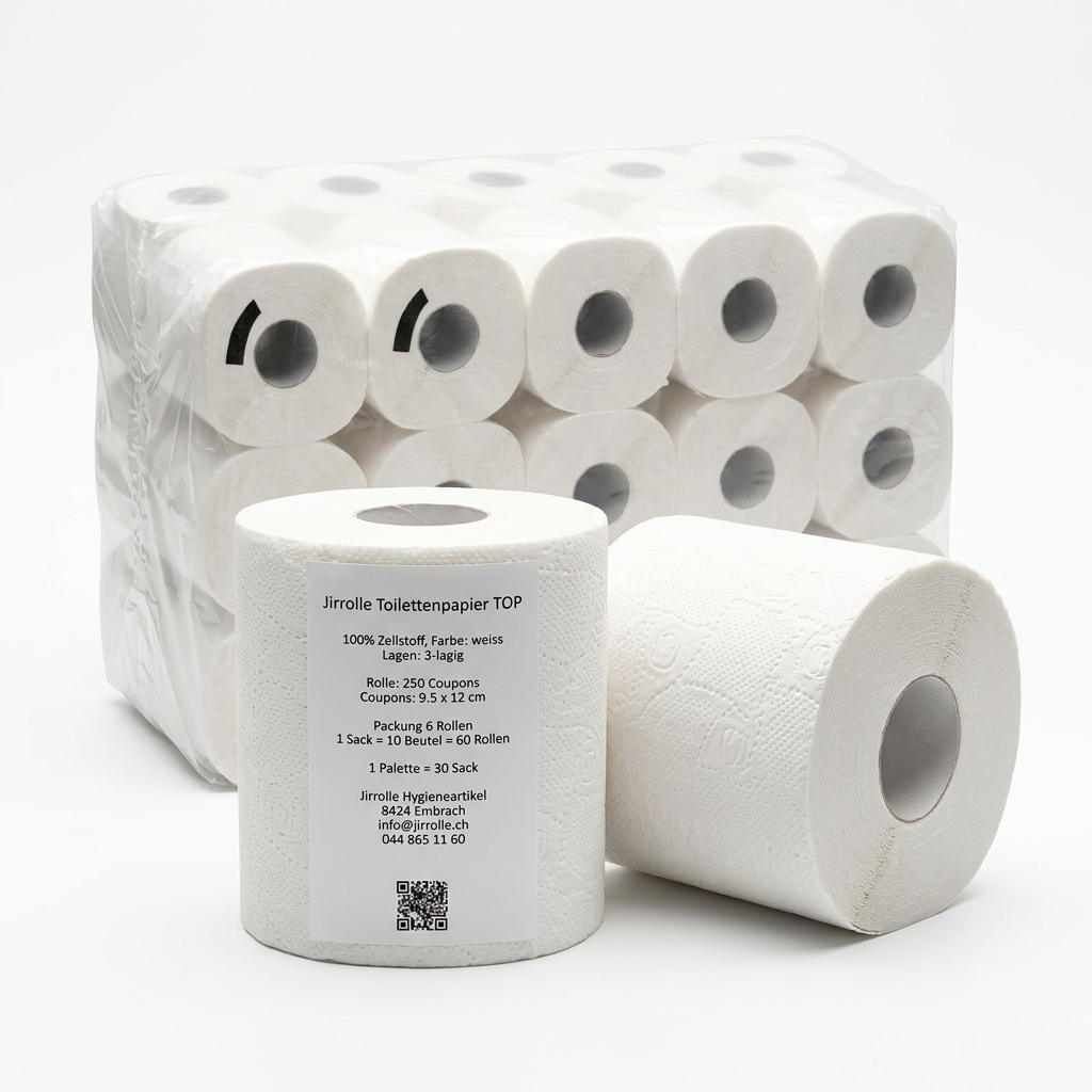 TOILET PAPER PURE CELLULOSE 2-PLY 45M 60PCS PKG JIRR