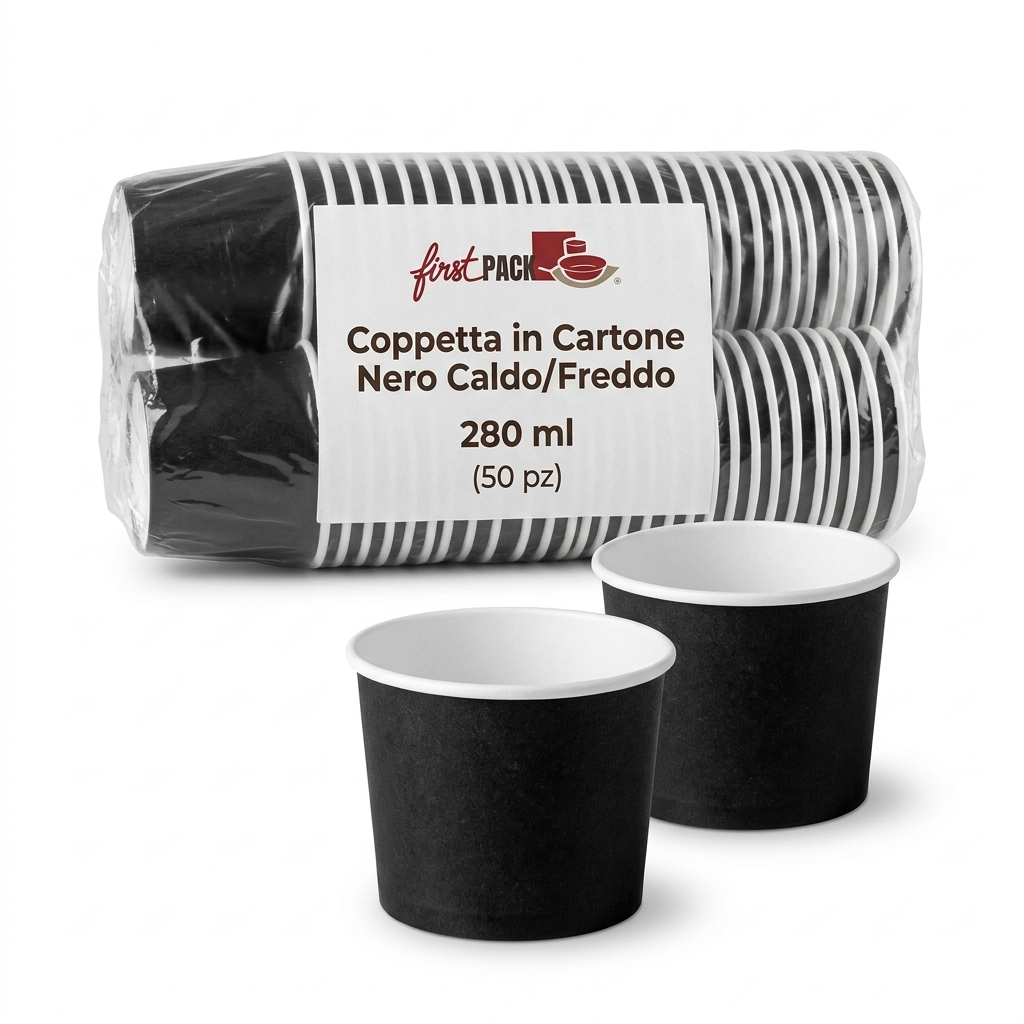 Black Cardboard Cup Hot/Cold 280 ml (50 pcs) — FIRST