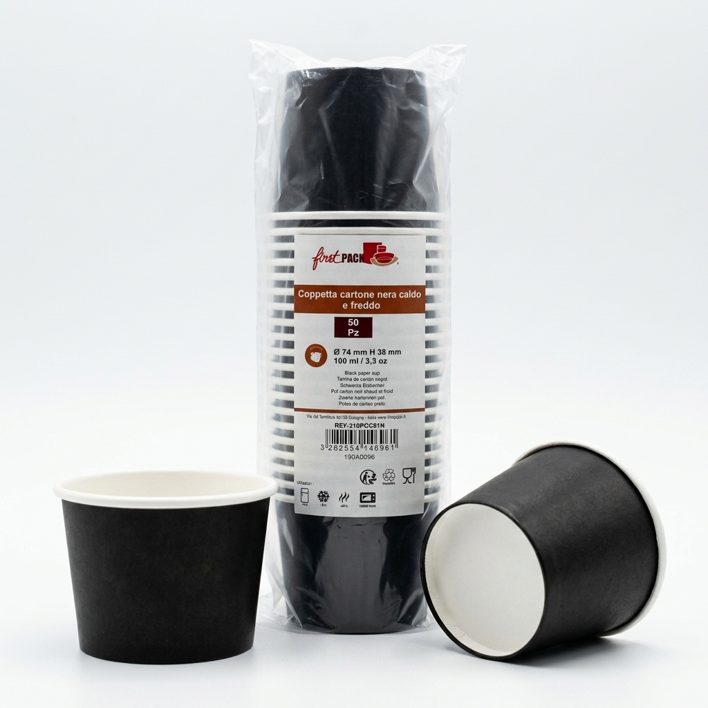 Black Cardboard Ice Cream Tub 100ml D74mm (50pcs)