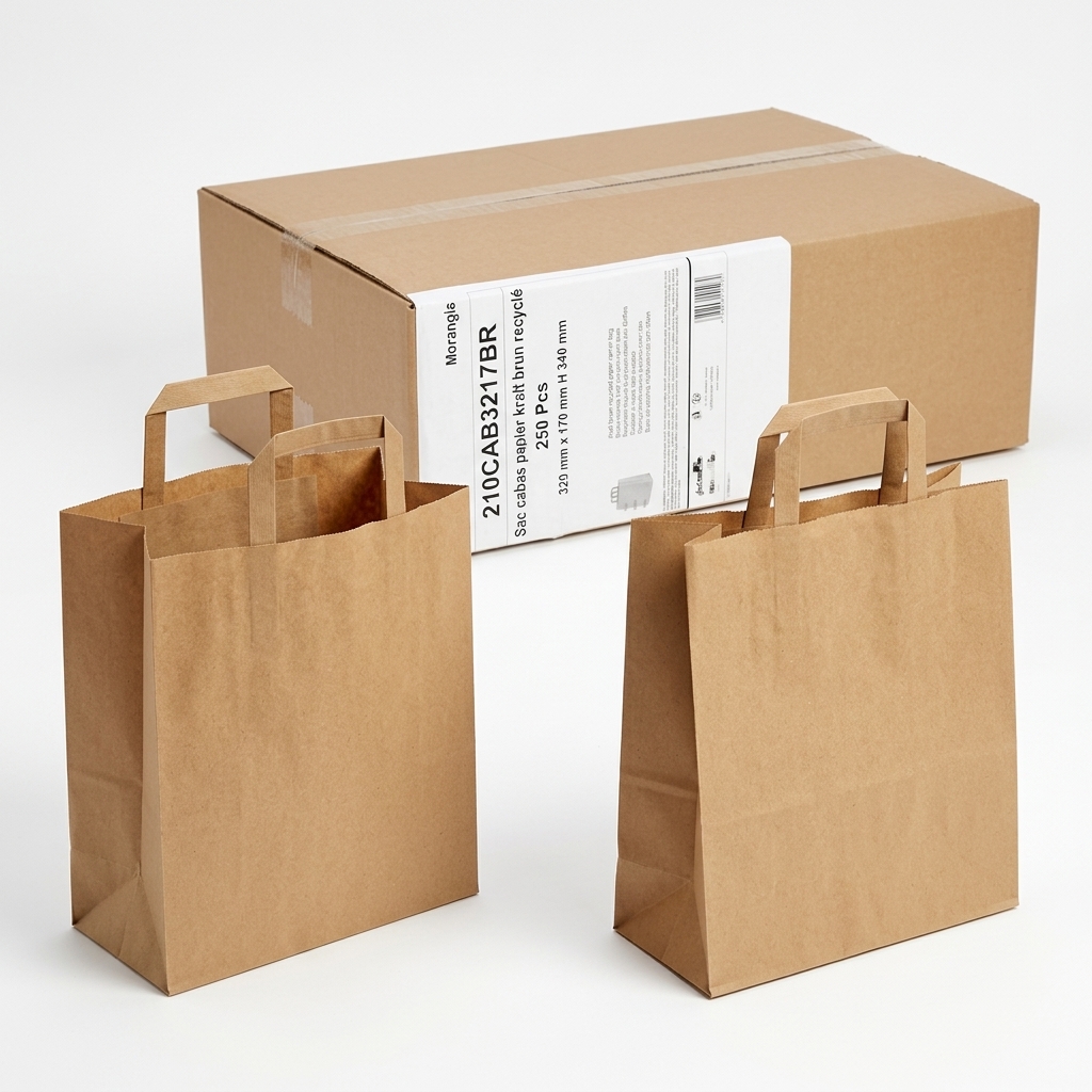 Papiertragetasche Braunes Recyceltes Kraftpapier mit Griffen 32x17x34cm 250st Krt FIRST