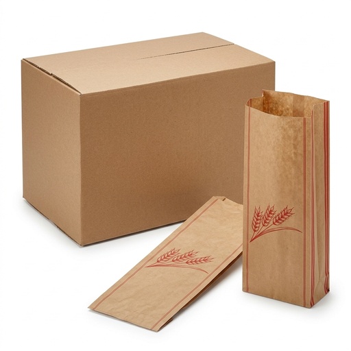 Sac a Pain En Papier Kraft Decor Rouge 190x70x590mm 210spaink190 1000pcs Crt FIRST