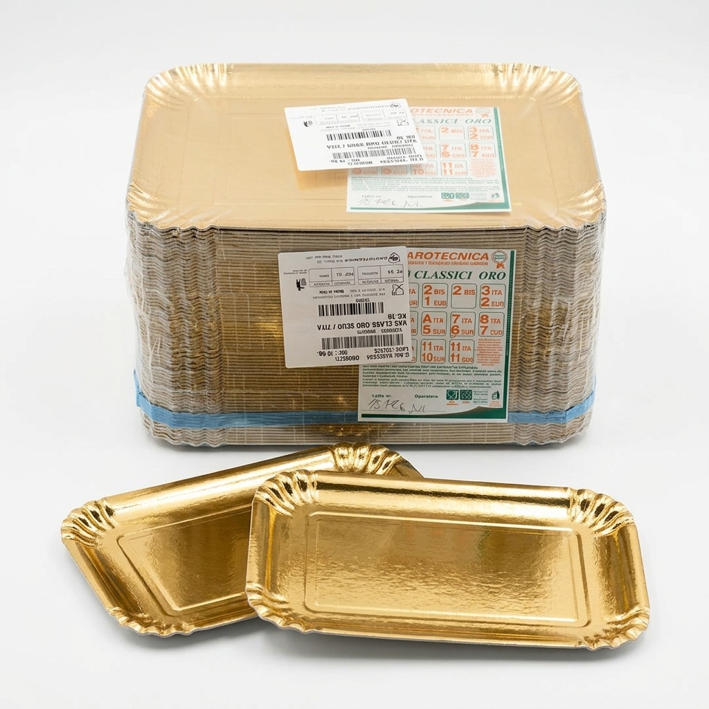 Rigid Gold Cake Tray Class 25x34 cm (6 EUR / 7 ITA) — Carton 10 kg