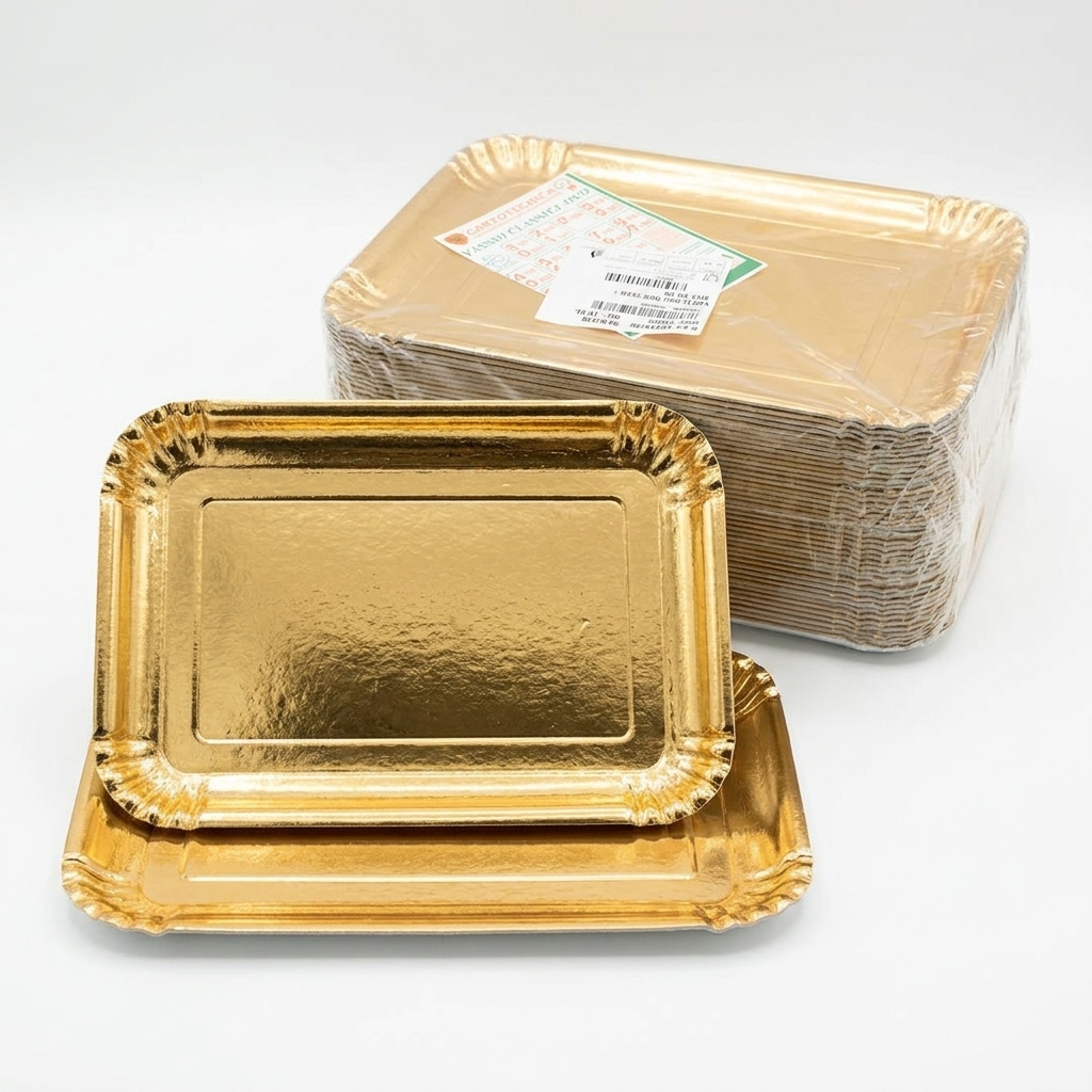 Rigid Gold Cake Tray Class 28x38 cm (7 EUR / 8 ITA) — Carton 10 kg