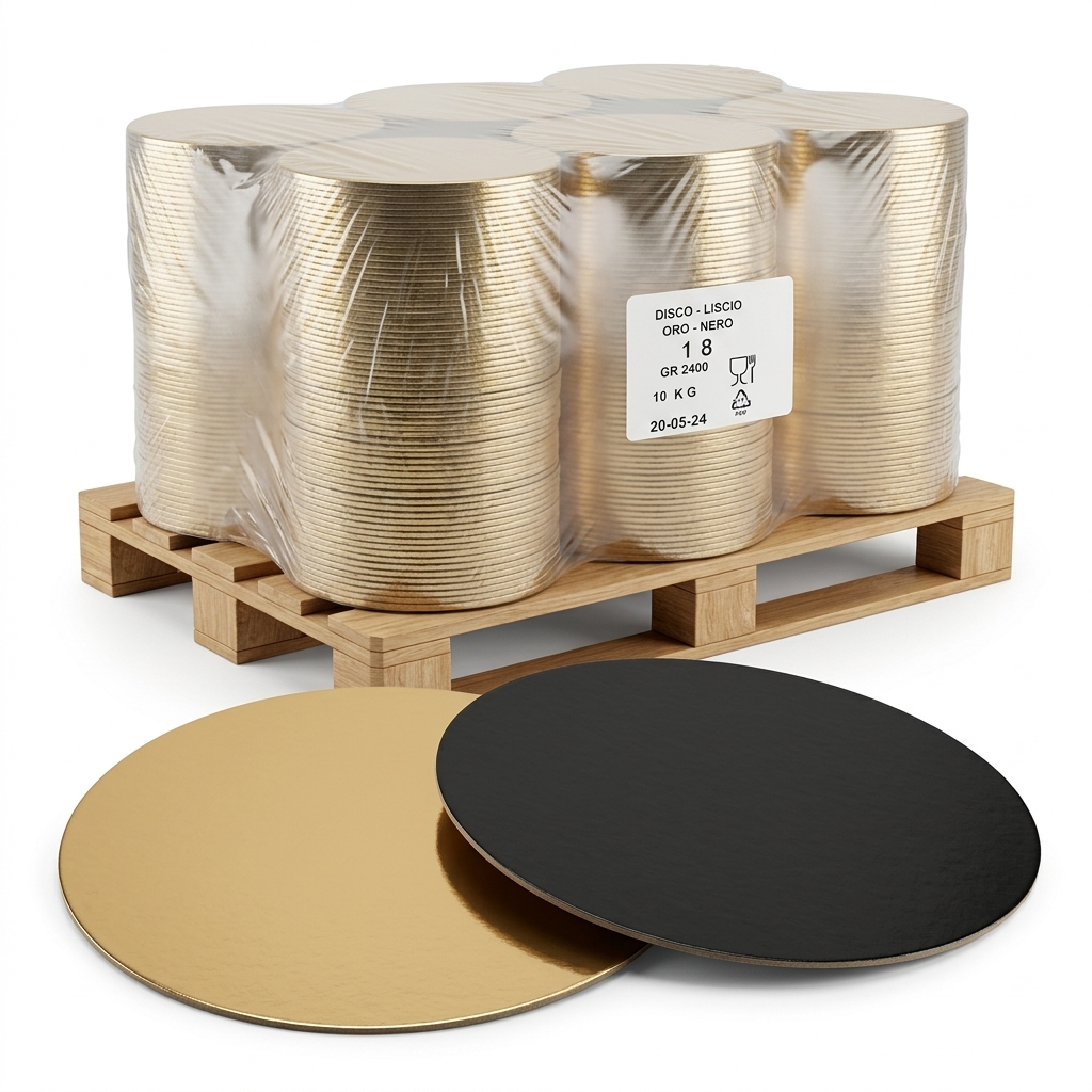 Disco Sottotorta Liscio Oro/Nero Ø 18 cm (Cartone 10 kg)