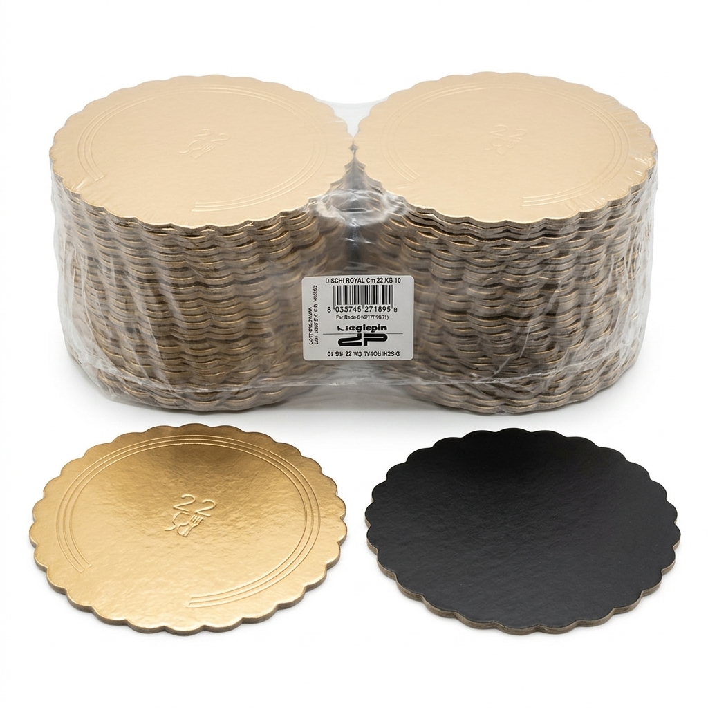 Tortenunterlage Glatt Gold/Schwarz O22 cm (Karton 10 kg)
