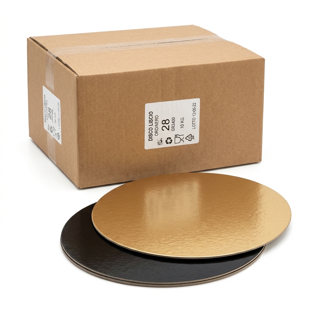 Disque à Gâteau Lisse Or/Noir Ø 28 cm (Carton 10 kg)