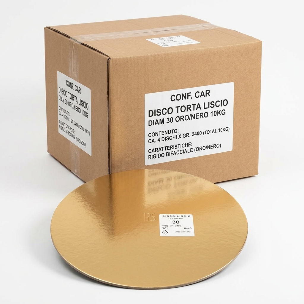 Disque à Gâteau Lisse Or/Noir Ø 30 cm (Carton 10 kg)