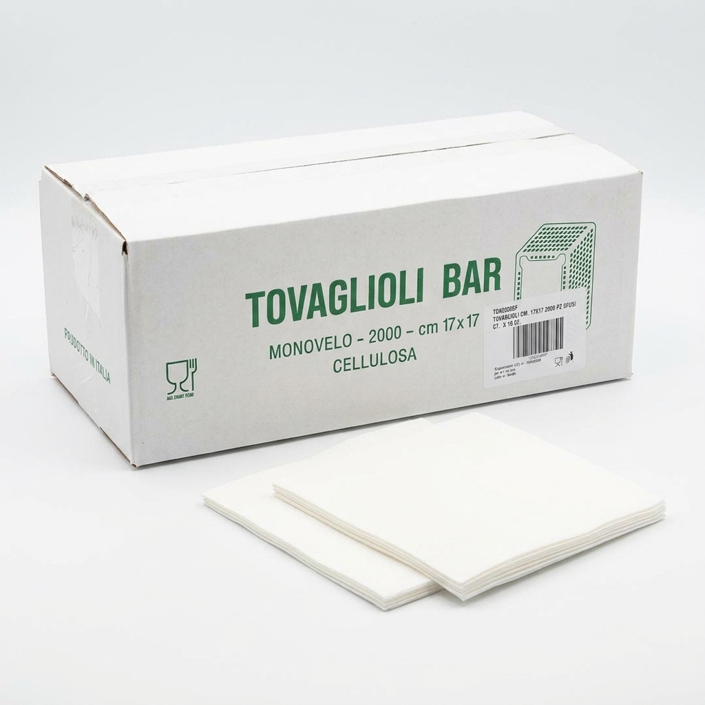 Tovaglioli Bar 17x17 Bianchi Sfusi 2000 pz — Conf. 10/cartone