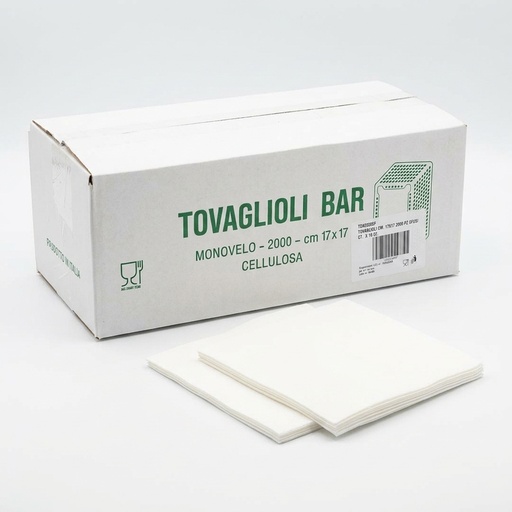 Serviettes de bar blanches en vrac 17 × 17 cm, 2 000 pièces (Carton 10 paquets)