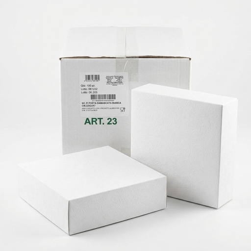 White Damask Cake Box 23x23x7cm 100pcs
