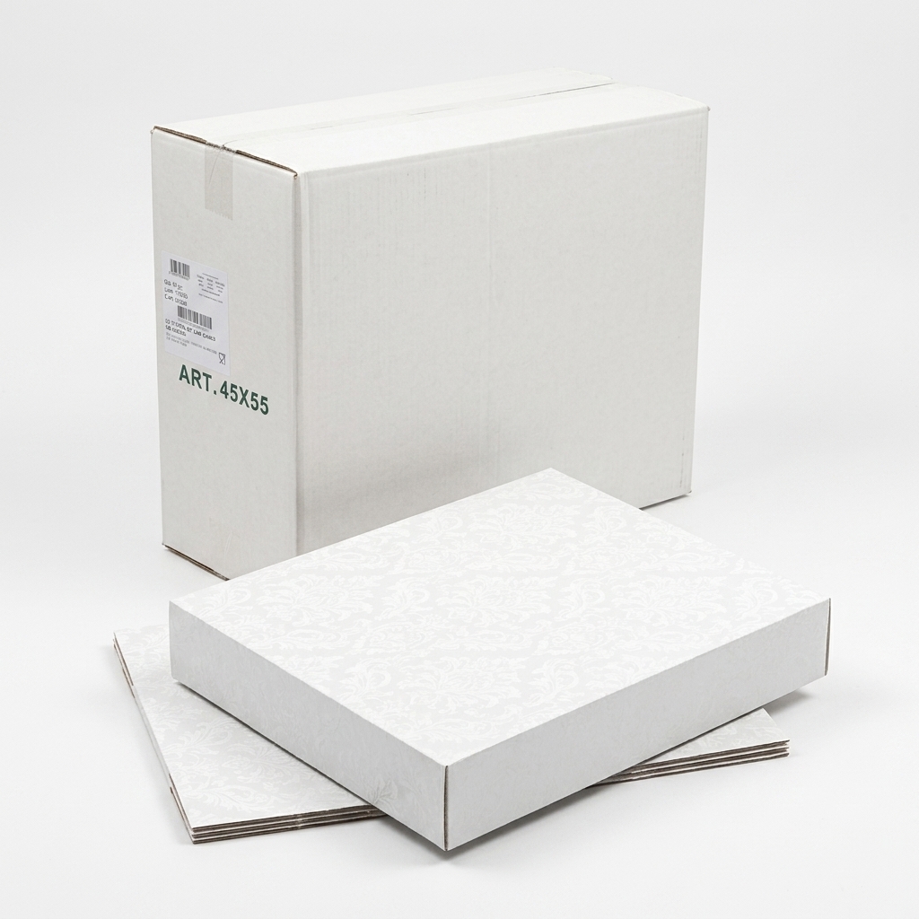 Boîte à Gâteau Damassée Blanche 45x55 cm 50 pièces — BP Cartotecnica