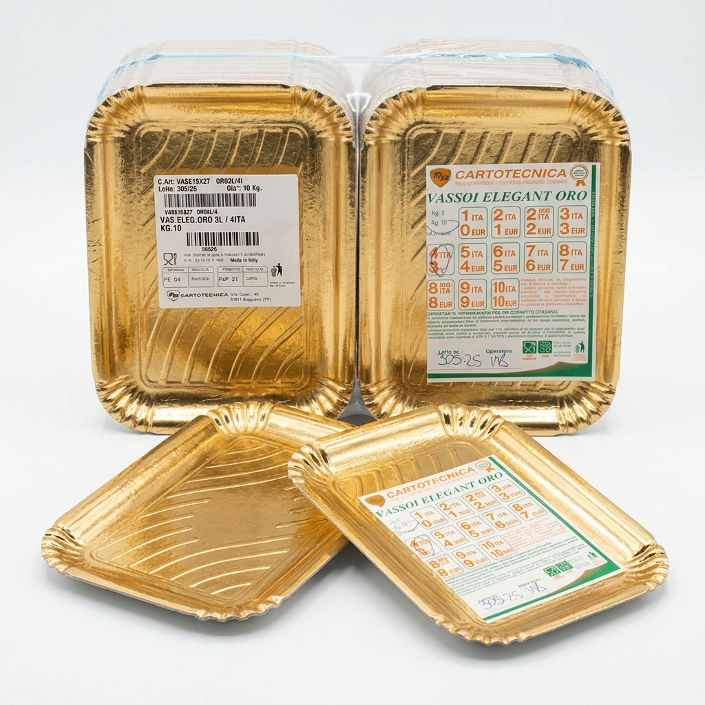 Plateau Doré Rigide Elegant 19x27 cm (3 EUR / 4 ITA) — Carton 10 kg