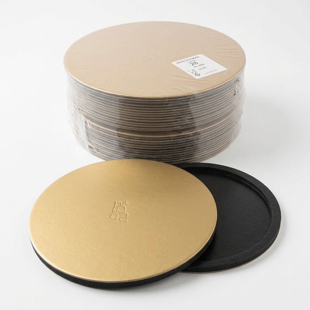 Tortenunterlage Glatt Gold/Schwarz Ø 26 cm (Karton 10 kg)