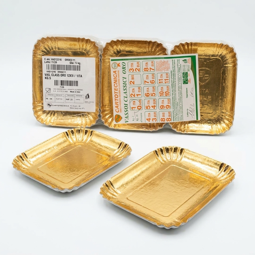 Rigid Gold Cake Tray Class 12x16 cm (0 EUR / 1 ITA) — Carton 5 kg