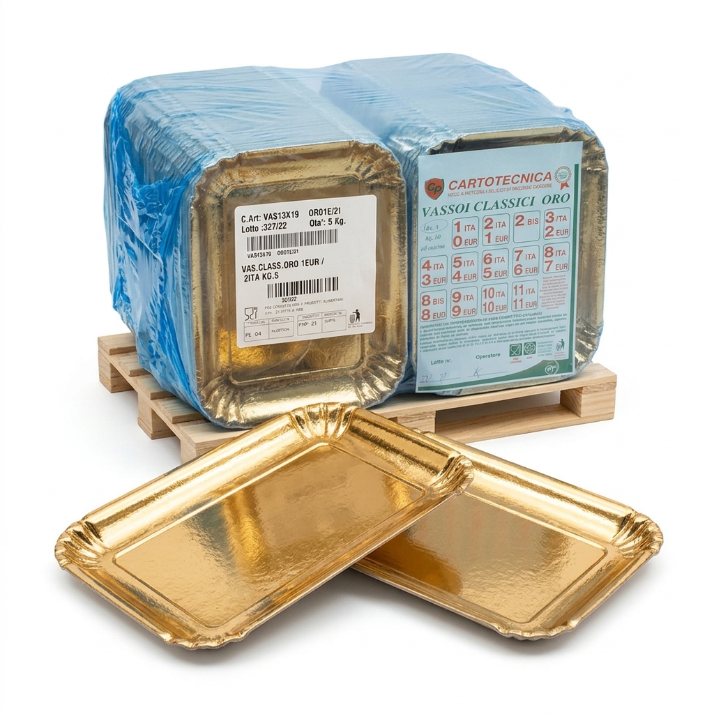 Rigid Gold Cake Tray Class 13x19 cm (1 EUR / 2 ITA) — Carton 5 kg