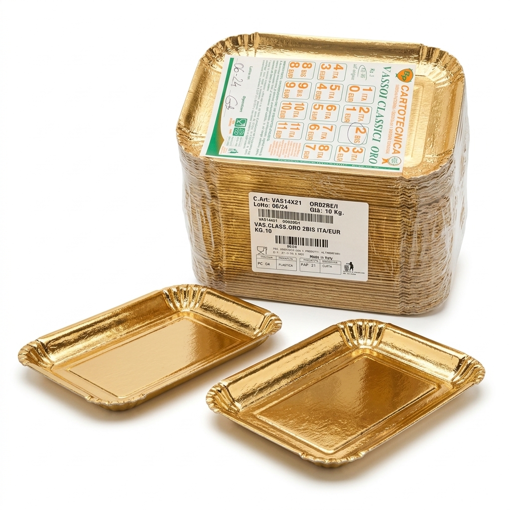 Vassoio Rigido Oro Class 14x21 cm (2bis ITA/EUR) — Cartone 10 kg