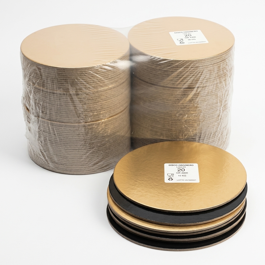Tortenunterlage Glatt Gold/Schwarz Ø 20 cm 2400 g/m² (Karton 10 kg)