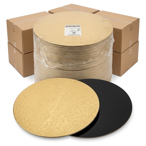 [CH 1656] Smooth Gold/Black Cake Board Ø 32 cm (10 kg Box)