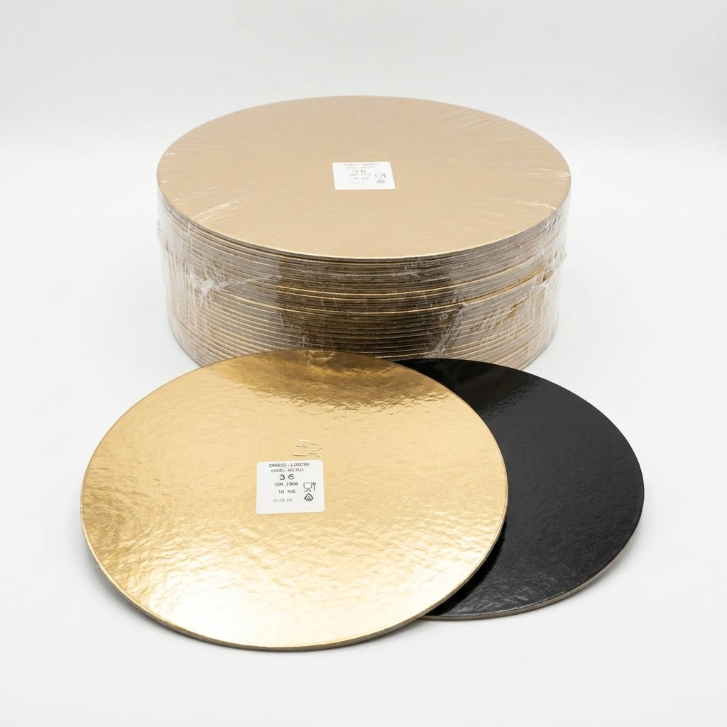 Disco Sottotorta Liscio Oro/Nero O36 cm (Cartone 10 kg)