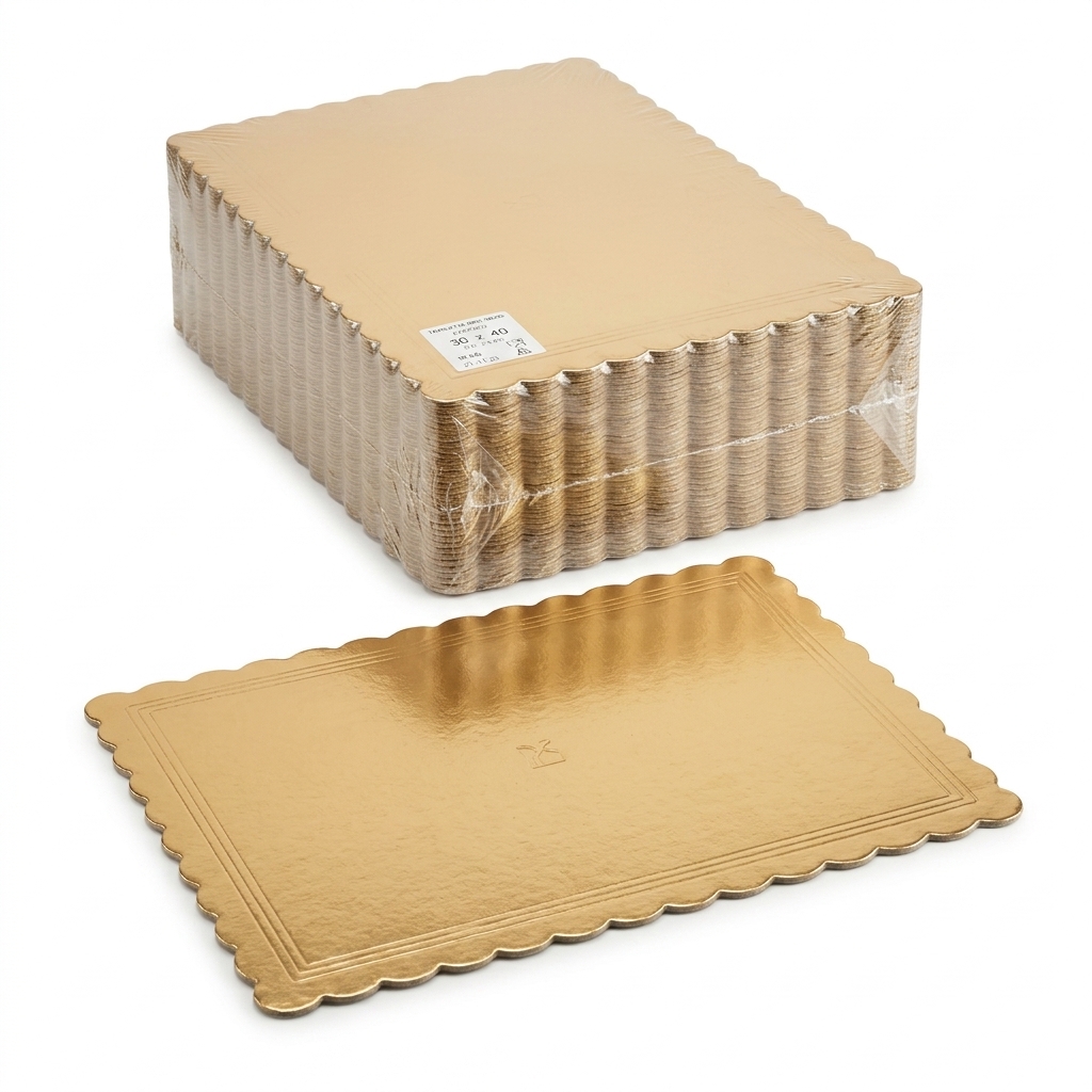 Plateau a Gateau a Bord Or/Noir 30x40 cm (Carton 10 kg)