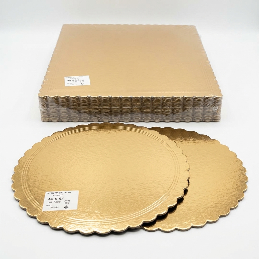 Tortenplatte mit Rand Gold/Schwarz 44x54 cm (Karton 10 kg)