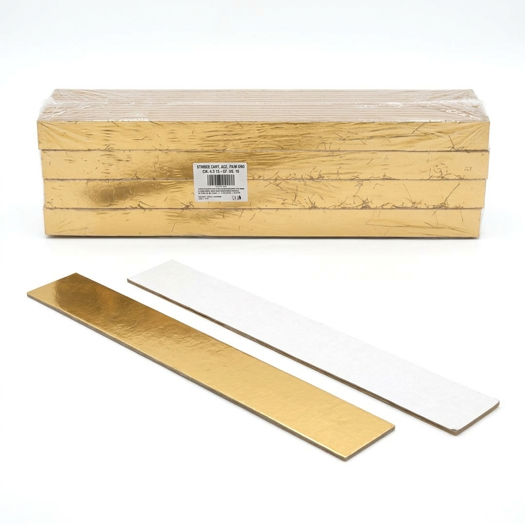 Tortenrand-Streifen Gold/Weiss 4x75 cm (Karton 10 kg)