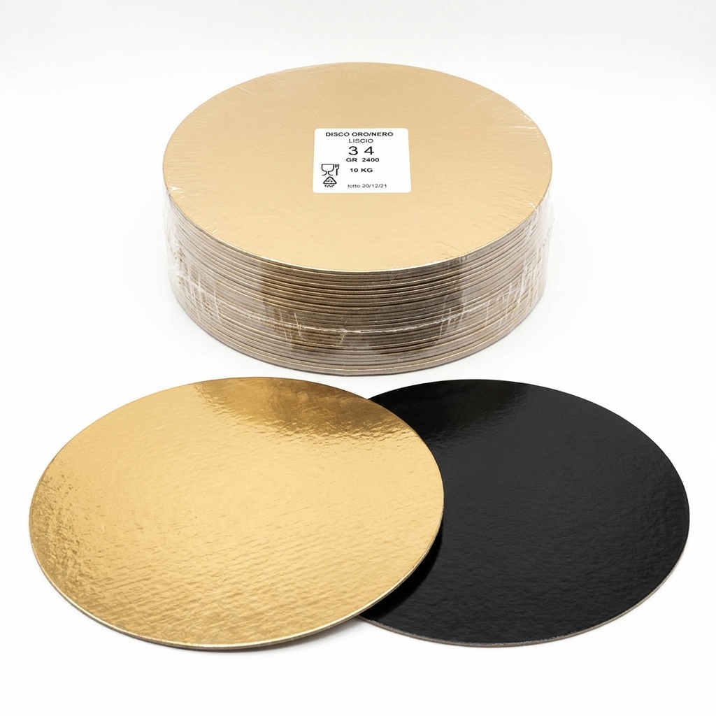 Tortenunterlage Glatt Gold/Schwarz O34 cm (Karton 10 kg)