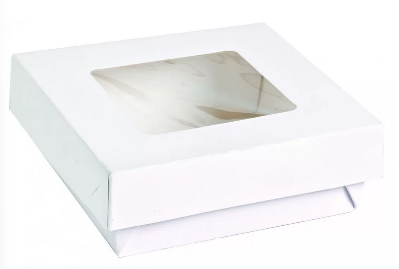SCATOLA KRAY CARTONE BIANCO CON COPERCHIO A FINESTRA 12X12X5CM 25PZCON 10 CONF CRT FIRST
